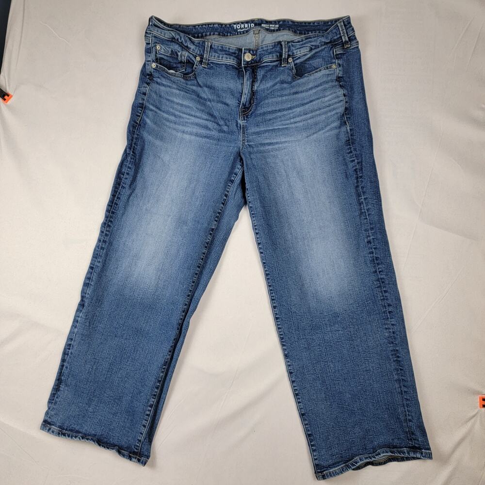 Torrid Perfect Wide Leg Jeans Womens Dark Blue Denim Vintage Stretch Sz18